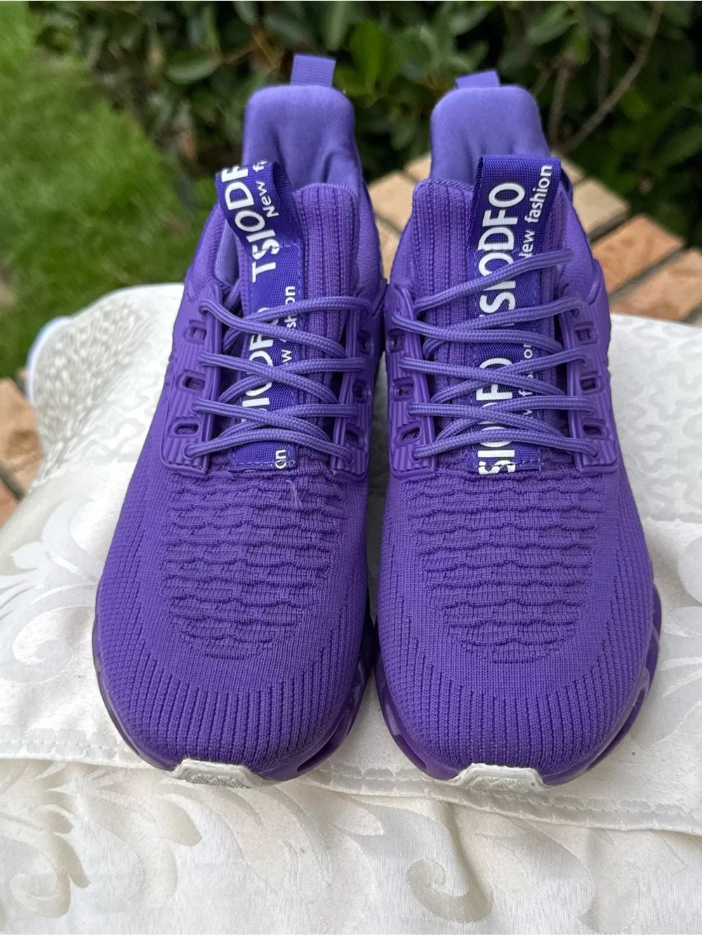 💜TSIODFO Women’s Purple Knit Sneakers Chunky Sole Athletic Walking Shoes 6.5